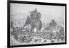 Soldiers with Elephant Crossing River-null-Framed Giclee Print