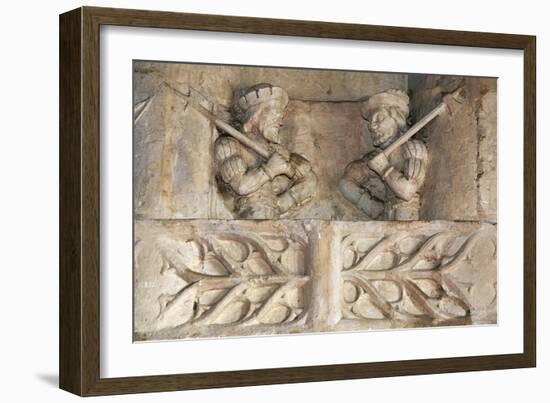 Soldiers with Halberds, Detail of Sculptural Decoration, Boistissandeau Castle-null-Framed Giclee Print