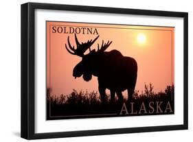Soldotna, Alaska - Moose Silhouette-Lantern Press-Framed Art Print