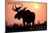 Soldotna, Alaska - Moose Silhouette-Lantern Press-Mounted Art Print