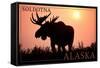Soldotna, Alaska - Moose Silhouette-Lantern Press-Framed Stretched Canvas