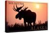 Soldotna, Alaska - Moose Silhouette-Lantern Press-Stretched Canvas