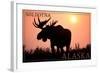 Soldotna, Alaska - Moose Silhouette-Lantern Press-Framed Art Print