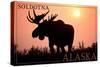 Soldotna, Alaska - Moose Silhouette-Lantern Press-Stretched Canvas