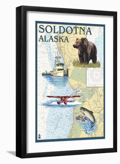 Soldotna, Alaska - Nautical Chart-Lantern Press-Framed Art Print