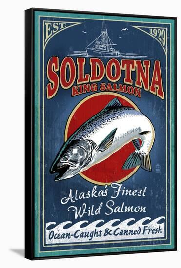 Soldotna, Alaska - Salmon-Lantern Press-Framed Stretched Canvas