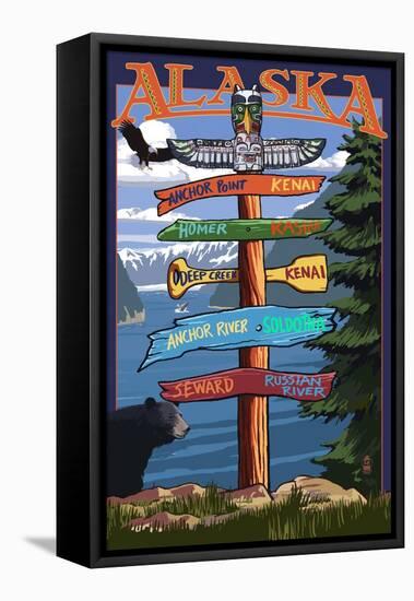Soldotna, Alaska - Sign Destinations-Lantern Press-Framed Stretched Canvas