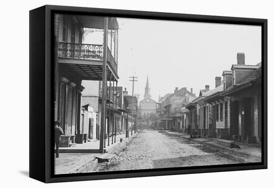 Sole Pedestrian in New Orleans's Street-Jackson-Framed Stretched Canvas