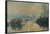 Soleil couchant à Lavacourt, effet d'hiver-Claude Monet-Framed Stretched Canvas