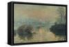 Soleil couchant à Lavacourt, effet d'hiver-Claude Monet-Framed Stretched Canvas