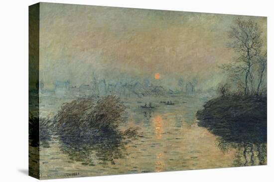 Soleil couchant à Lavacourt, effet d'hiver-Claude Monet-Stretched Canvas
