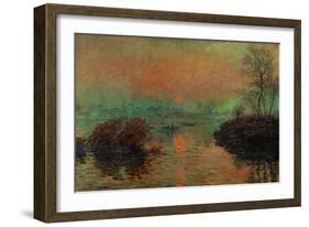 Soleil couchant a Lavacourt-Setting sun on the Seine at Lavacourt, effect of winter, 1880-Claude Monet-Framed Giclee Print