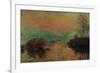 Soleil couchant a Lavacourt-Setting sun on the Seine at Lavacourt, effect of winter, 1880-Claude Monet-Framed Giclee Print