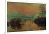 Soleil couchant a Lavacourt-Setting sun on the Seine at Lavacourt, effect of winter, 1880-Claude Monet-Framed Giclee Print