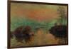 Soleil couchant a Lavacourt-Setting sun on the Seine at Lavacourt, effect of winter, 1880-Claude Monet-Framed Giclee Print