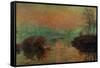 Soleil couchant a Lavacourt-Setting sun on the Seine at Lavacourt, effect of winter, 1880-Claude Monet-Framed Stretched Canvas