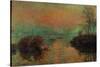 Soleil couchant a Lavacourt-Setting sun on the Seine at Lavacourt, effect of winter, 1880-Claude Monet-Stretched Canvas