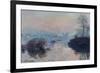 Soleil couchant sur la Seine à Lavacourt, effet d'hiver-Claude Monet-Framed Giclee Print