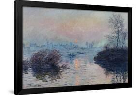 Soleil couchant sur la Seine à Lavacourt, effet d'hiver-Claude Monet-Framed Giclee Print