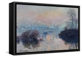 Soleil couchant sur la Seine à Lavacourt, effet d'hiver-Claude Monet-Framed Stretched Canvas