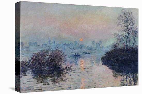 Soleil couchant sur la Seine à Lavacourt, effet d'hiver-Claude Monet-Stretched Canvas