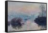 Soleil couchant sur la Seine à Lavacourt, effet d'hiver-Claude Monet-Framed Stretched Canvas