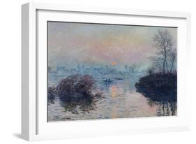 Soleil couchant sur la Seine à Lavacourt, effet d'hiver-Claude Monet-Framed Giclee Print