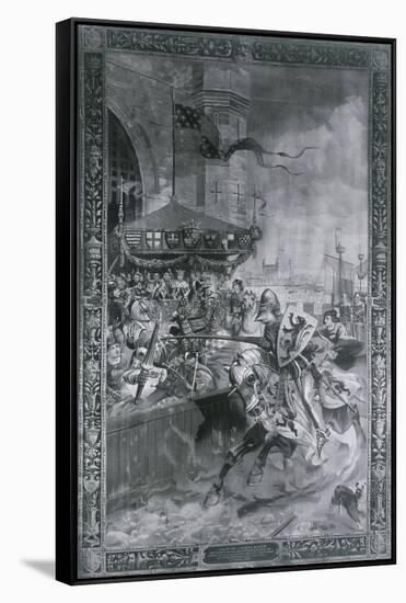 Solemn Joust on London Bridge, Late 15th Century-Richard Beavis-Framed Stretched Canvas
