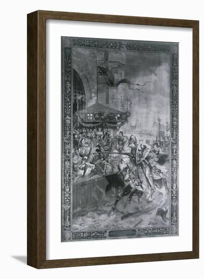 Solemn Joust on London Bridge, Late 15th Century-Richard Beavis-Framed Giclee Print