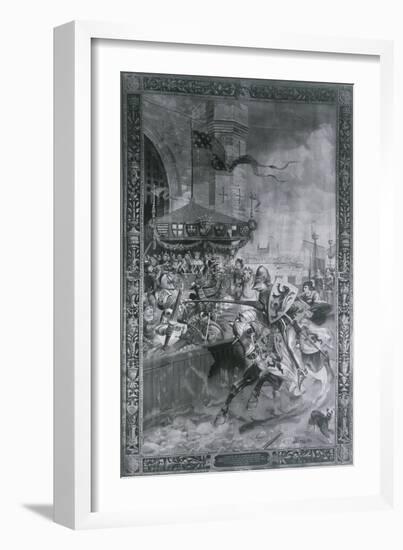 Solemn Joust on London Bridge, Late 15th Century-Richard Beavis-Framed Giclee Print