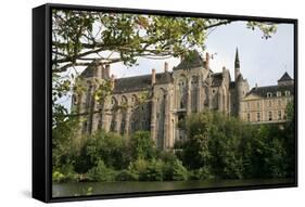 Solesmes Benedictine Abbey overlooking the Sarthe River, Solesmes, Sarthe, France-Godong-Framed Stretched Canvas