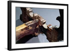 Solid Walnut Table with Lyre-Shaped Legs, Italy, 16th-17th Century, Detail-null-Framed Giclee Print