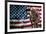 Solider Statue and American Flag by Identical Exposure Poster-null-Framed Photo