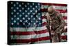 Solider Statue and American Flag by Identical Exposure-null-Stretched Canvas
