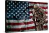 Solider Statue and American Flag by Identical Exposure-null-Stretched Canvas