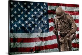 Solider Statue and American Flag by Identical Exposure-null-Stretched Canvas