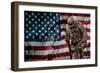 Solider Statue and American Flag by Identical Exposure-null-Framed Photo