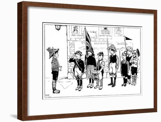 Soliders of the King, Children Playing at War, WW1-Helen Mckie-Framed Art Print