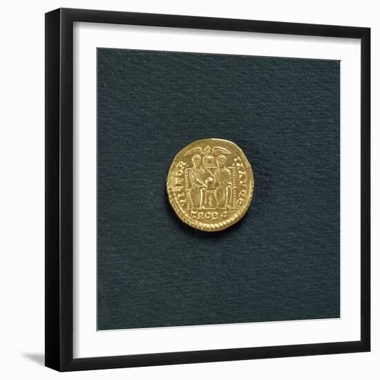 Solidus of Emperor Valentinian I from 367 A.D, Coin Reverse with Emperors Valentinian-null-Framed Giclee Print