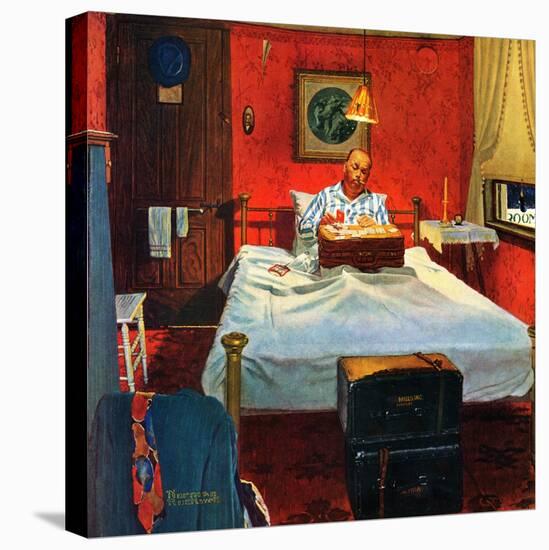 "Solitaire", August 19,1950-Norman Rockwell-Stretched Canvas