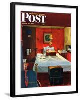 "Solitaire" Saturday Evening Post Cover, August 19,1950-Norman Rockwell-Framed Giclee Print