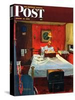 "Solitaire" Saturday Evening Post Cover, August 19,1950-Norman Rockwell-Stretched Canvas