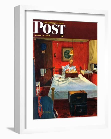 "Solitaire" Saturday Evening Post Cover, August 19,1950-Norman Rockwell-Framed Giclee Print