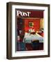 "Solitaire" Saturday Evening Post Cover, August 19,1950-Norman Rockwell-Framed Giclee Print