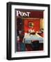 "Solitaire" Saturday Evening Post Cover, August 19,1950-Norman Rockwell-Framed Giclee Print