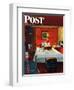 "Solitaire" Saturday Evening Post Cover, August 19,1950-Norman Rockwell-Framed Giclee Print