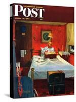 "Solitaire" Saturday Evening Post Cover, August 19,1950-Norman Rockwell-Stretched Canvas