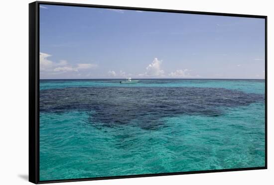 Solitary Boat on a Big Ocean.-Stephen Frink-Framed Stretched Canvas