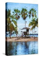 Solitary Life Guard Station - In the Style of Oil Painting-Philippe Hugonnard-Stretched Canvas