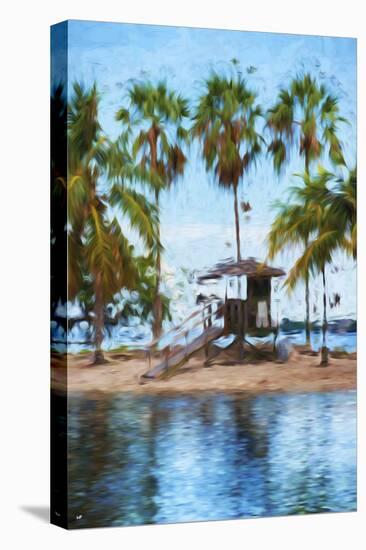 Solitary Life Guard Station - In the Style of Oil Painting-Philippe Hugonnard-Stretched Canvas